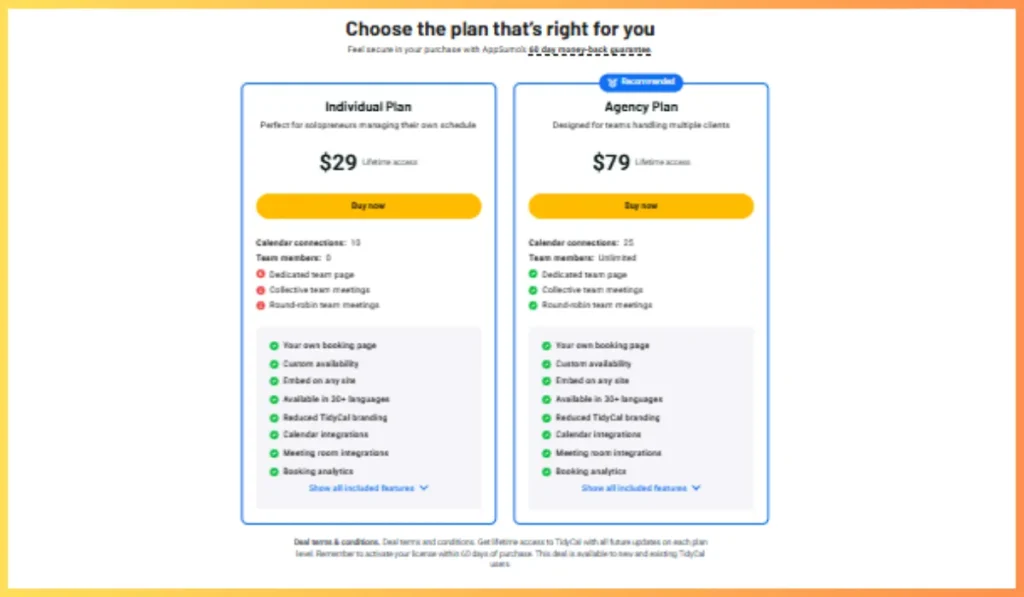 TidyCal's "No Way!" Lifetime Deal on AppSumo